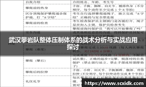 武汉攀岩队整体压制体系的战术分析与实战应用探讨