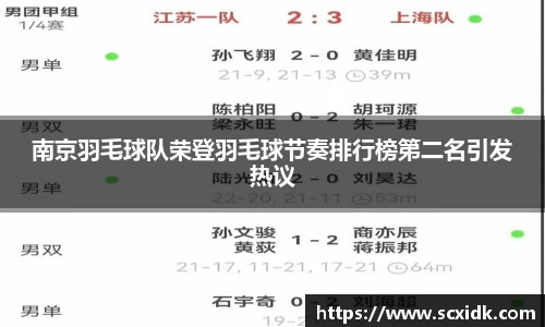 南京羽毛球队荣登羽毛球节奏排行榜第二名引发热议