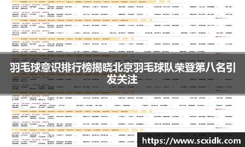 羽毛球意识排行榜揭晓北京羽毛球队荣登第八名引发关注