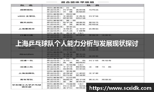 上海乒乓球队个人能力分析与发展现状探讨